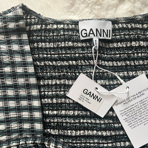 GANNI SEERSUCKER CHECK BLOUSE - Picture 8 of 9